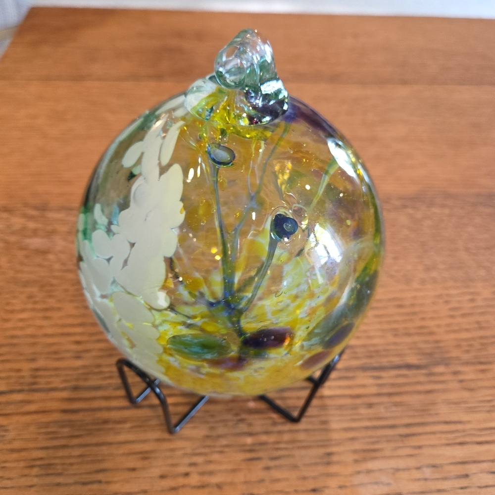 Kitras Hand Blown Art Glass Tree Of Life Enchantment 6" Large Orb Ball Ornament - Picture 2 of 12